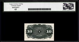 1863 Fourth Issue 10 Cents Fractional Currency Note Fr.1257 Legacy Choice New 63