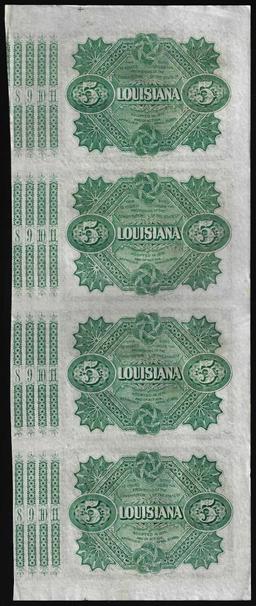 Uncut Sheet of (4) State of Louisiana Baby Bond Obsolete Notes