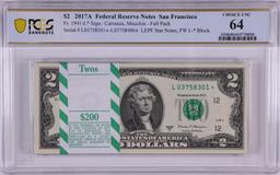 Pack of 2017A $2 Federal Reserve STAR Notes SF Fr.1941-L* PCGS Choice Uncirculated 64