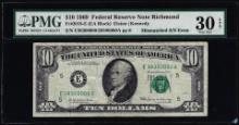 1969 $10 Federal Reserve Note Mismatched Serial Number Error PMG Very Fine 30EPQ