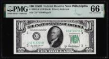 1950B $10 Federal Reserve Note Philadelphia Fr.2012-C PMG Gem Uncirculated 66EPQ