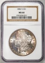 1882-S $1 Morgan Silver Dollar Coin NGC MS64 Nice Toning