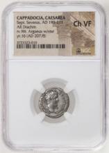 Cappadocia, Caesarea 193-211 AD Sept. Severus AR Drachm Ancient Coin NGC Ch VF