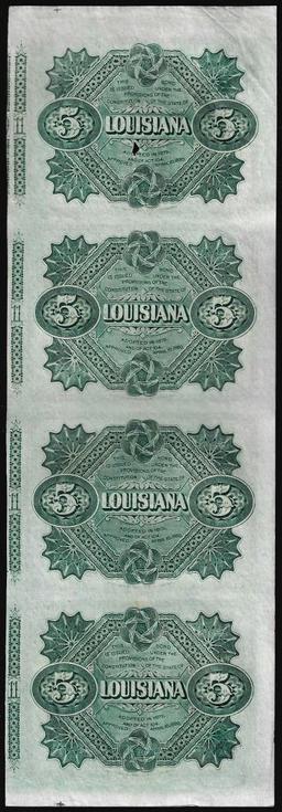 Uncut Sheet of (4) State of Louisiana Baby Bond Obsolete Notes