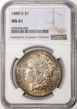 1880-S $1 Morgan Silver Dollar Coin NGC MS61 Nice Toning