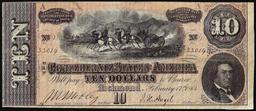 1864 $10 Confederate States of America Note