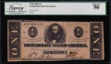 1862 $1 Confederate States of America Note T-55 Legacy About New 50