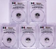 Lot of (5) 2016-Mo Mexico Proof 1/20 oz Silver Libertad Coin PCGS PR69DCAM