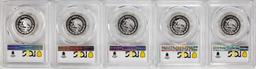 Lot of (5) 2016-Mo Mexico Proof 1/4 oz Silver Libertad Coins PCGS PR69DCAM