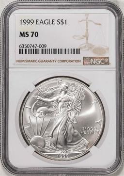 1999 $1 American Silver Eagle Coin NGC MS70