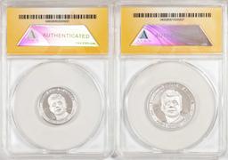 Set of 2014 Proof 1/4 oz & 1/2 oz Platinum JFK Apollo 11 Anniversary Medal ANACS MS69