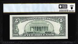 1995 $5 Federal Reserve Note Boston Fr.1985-A PCGS Gem Uncirculated 65PPQ