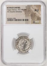 Roman Empire 249-251 AD Trajan Decius AR Double-Denarius Ancient Coin NGC AU