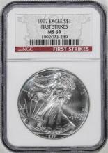 1997 $1 American Silver Eagle Coin NGC MS69 First Strikes