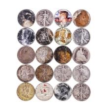 Lot of (20) Assorted 90% Silver Half Dollar Coins