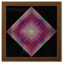 Victor Vasarely "Vega - 201 De La Serie Vega" Mixed Media Print On Paper