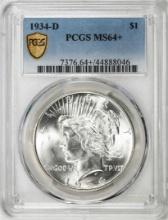 1934-D $1 Peace Silver Dollar Coin PCGS MS64+ Plus