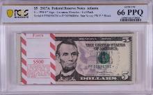 Pack of 2017A $5 Federal Reserve STAR Notes Atlanta Fr.1998-F* PCGS Gem UNC 66PPQ