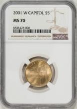 2001-W $5 Capitol Visitor Center Commemorative Gold Coin NGC MS70