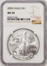 2005 $1 American Silver Eagle Coin NGC MS70