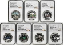 Set of 2019-2020 Ibero-American Historic Train (7) Silver Coins NGC PF69 Ultra Cameo