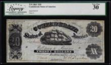 1861 $20 Confederate States of America Note T-9 Legacy Very Fine 30