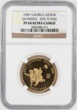 1987 S. Korea $100 Proof Olympics Commemorative Gold Coin NGC PF68 Ultra Cameo