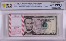 Pack 2017A $5 Federal Reserve STAR Notes Atlanta Fr.1998-F* PCGS Superb Gem UNC 67PPQ