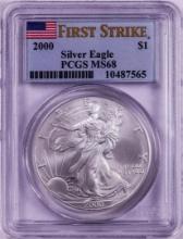 2000 $1 American Silver Eagle Coin PCGS MS68 First Strike