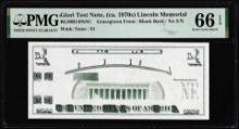 Circa 1970's Lincoln Memorial Giori Test Note PMG Gem Uncirculated 66EPQ