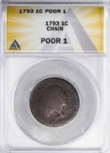 1793 Chain America Cent ANACS Poor 1