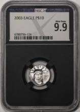 2003 $10 Platinum American Eagle Coin NGCX Mint State 9.9