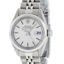 Rolex Ladies Stainless Steel Silver Index Date Wristwatch