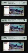 (3) Consecutive 2017 Djibouti 40 Francs Bank Notes PMG Seventy Gem Uncirculated 70EPQ*