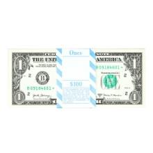 Pack of (100) Consecutive 2017A $1 Federal Reserve STAR Notes New York