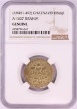 AH451-492 Ghaznavid Dinar A-1637 Ibrahim Gold Coin NGC Genuine