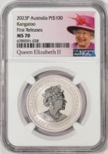 2023P Australia $100 Kangaroo 1oz Platinum Coin NGC MS70 First Releases