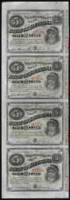 Uncut Sheet of (4) State of Louisiana Baby Bond Obsolete Notes