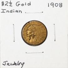 1908 $2 1/2 Indian Head Quarter Eagle Gold Coin Ex Jewelry