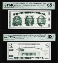 Set of Giori Test Note Washington & Lincoln Memorial PMG Superb Gem Unc 68EPQ