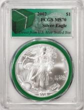 2002 $1 American Silver Eagle Coin PCGS MS70 Direct From U.S. Mint Sealed Box