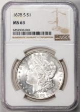 1878-S $1 Morgan Silver Dollar Coin NGC MS63