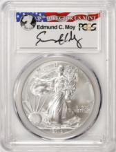2012-W $1 Burnished American Silver Eagle Coin PCGS SP70 Edmund C. Moy Signature
