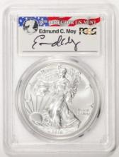 2016-W L.E. $1 Burnished American Silver Eagle Coin PCGS SP70 First Strike Moy Sig
