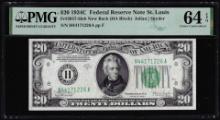 1934C $20 Federal Reserve Note St. Louis Fr.2057-Hnb PMG Choice Uncirculated 64EPQ