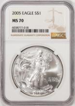 2005 $1 American Silver Eagle Coin NGC MS70