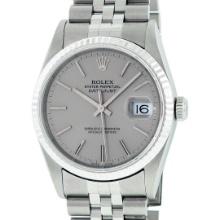 Rolex Men's Stainless Steel Gray Index Datejust Wristwatch