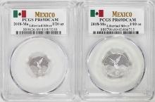 Lot of 2018-Mo Mexico Proof 1/20 and 1/10 oz Silver Libertad Coins PCGS PR69DCAM