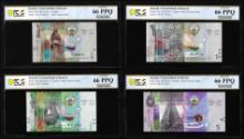 Lot of 2014 Kuwait 1/4, 1/2, 1 & 5 Dinar Notes PCGS Gem Uncirculated 66PPQ