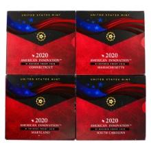 (4) 2020 $1 Reverse Proof American Innovation U.S. Mint Coins in Original Packaging